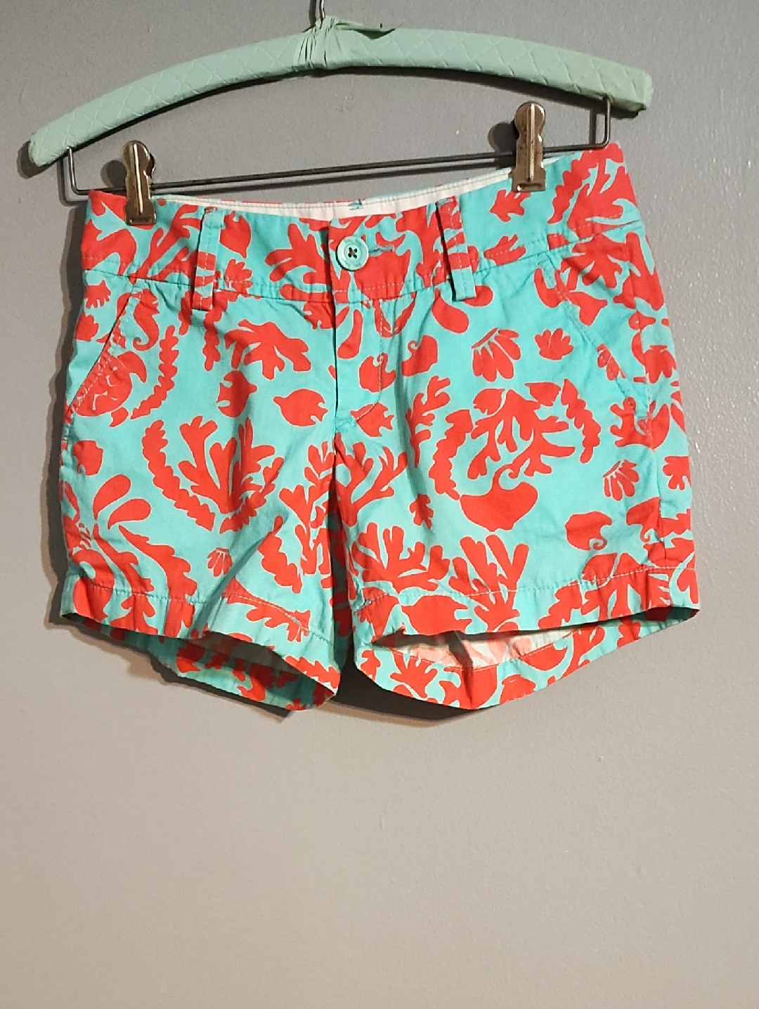 Lily Pulitzer Women’s Coral Print Aqua Casual Shorts